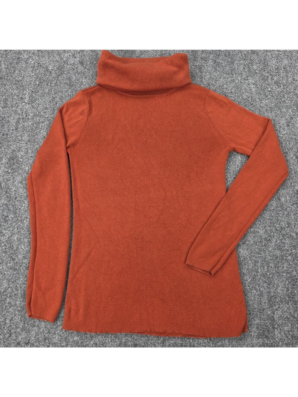 Banana Republic Sweater Womens Small Orange Silk Wool Turtleneck Knit Pullover